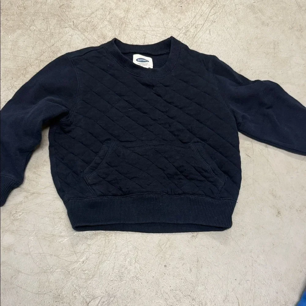 Old Navy Dark Blue Quilted Pullover Kids 3T Long Sleeve Front Pocket LIKE NEW